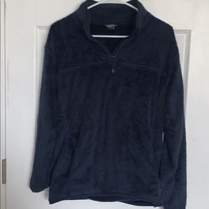 Blue fleece zip up sweater